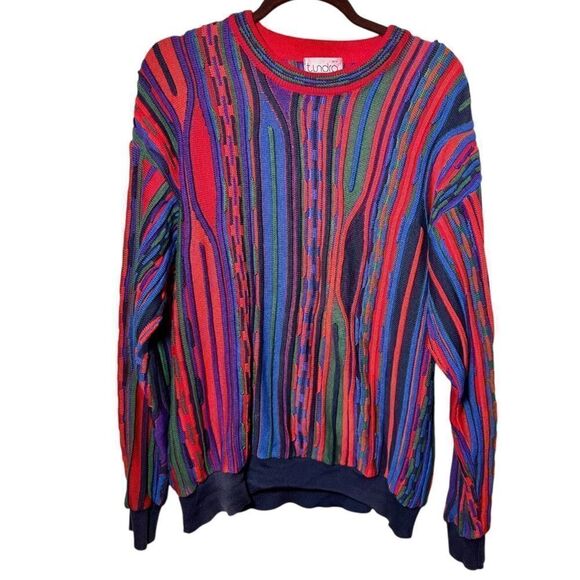 Vintage 90s Tundra Canada Sweater Biggie Coogi 3D Knit Textured Heavy Men’s Med - Picture 1 of 4